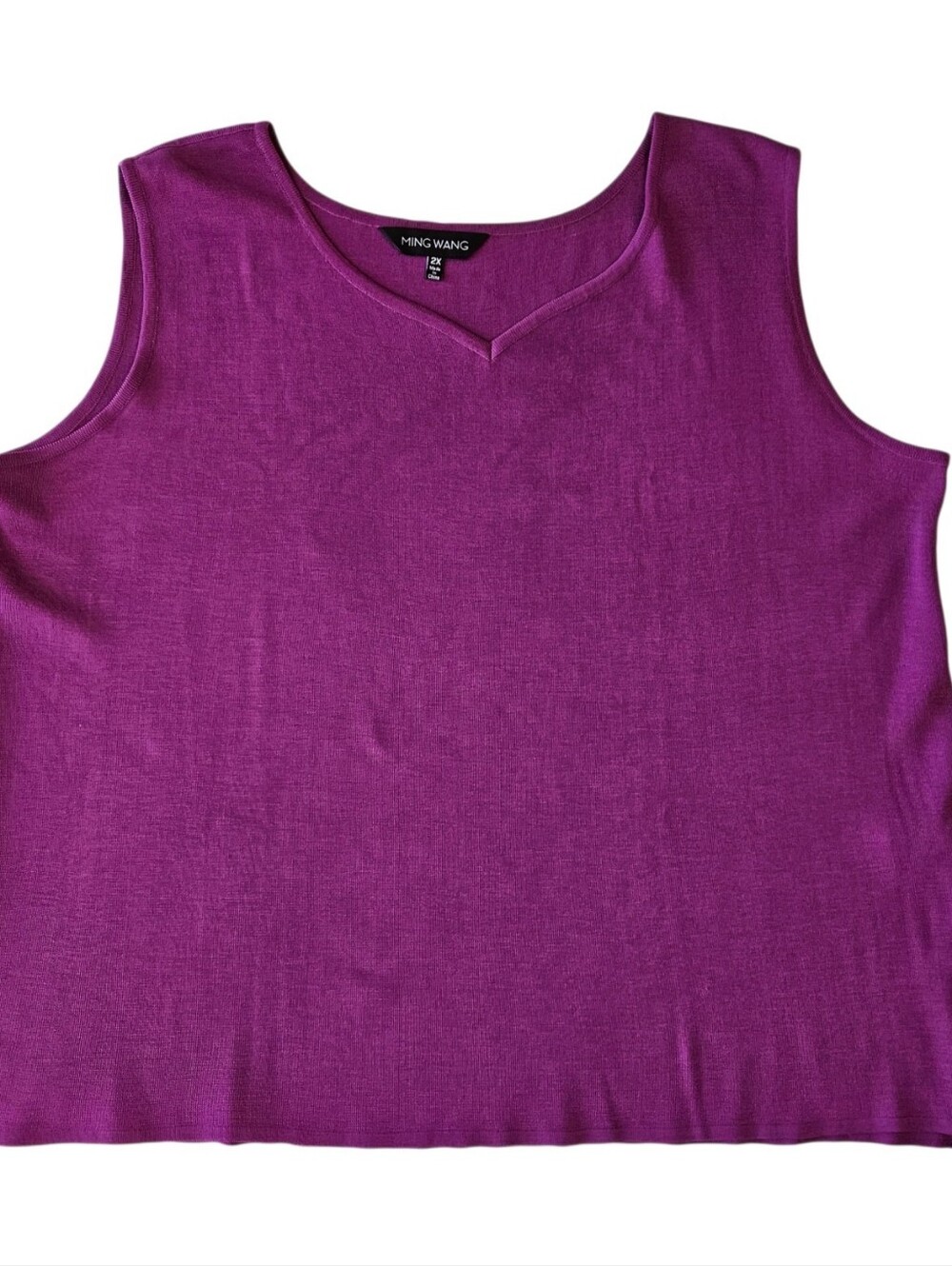 MING WANG Women's Plus 2X Tunic Tank Top Sleeveless Capsule Wardrobe Bust 48"
